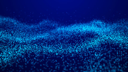 Cyber particles. Abstract wave of many points. Futuristic background illustration. Dust particles. 3d rendering