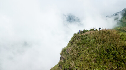 Landscape of the cliff edge and fog . viewpoint in Phetchabun province Thailand.