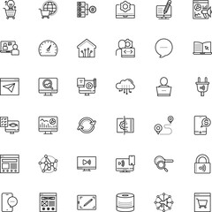 internet vector icon set such as: entertainment, advertising, web design, analyzing, corporate, speaker, secure, training, farm, infographic, page, trip, front-end, electrical, pc, computing, webinar