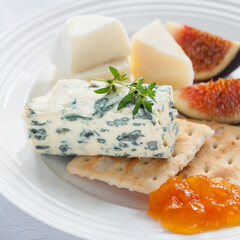 Assorted Cheese Platter with Crackers, Jam and Figs