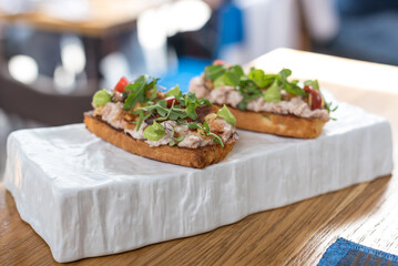 Crostini with Tuna Pate and Fresh Tomatoes