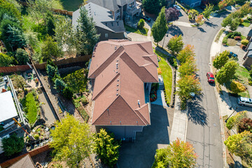 Luxury House, Red Roof, Multiple Stories, Aerial Photograph