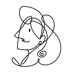 profile head woman continuous line, isolated design