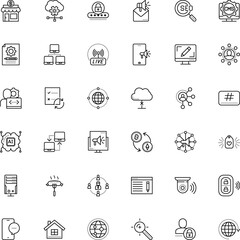 Fototapeta premium internet vector icon set such as: exterior, bitcoin, close, campaign, post, job, cell, cog, team, banking, gear, emblem, affiliate marketing, cash, equipment, supermarket, sausage, crypto-exchange