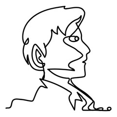 young man profile head continuous line style
