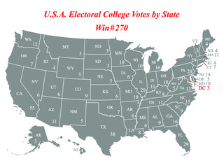 Fototapeta na wymiar USA electoral college votes by state