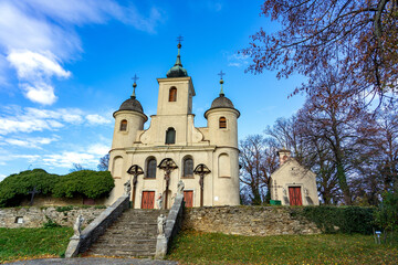 Kálvária Church in Koszeg Hungary station of the hungarian national blue trail