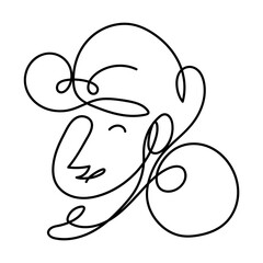 woman with bun hairstyle continuous line, isolated design