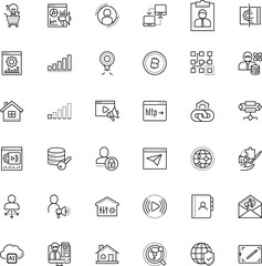 internet vector icon set such as: circle, chalkboard, link, thin, training, ball, padlock, scientist, place, football, magnifier, database, bitcoin, magnifying, speedometer, display, organizer