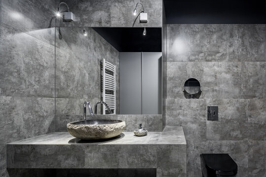 Dark gray bathroom
