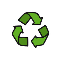 Obraz premium recycling symbol doodle icon, vector color illustration