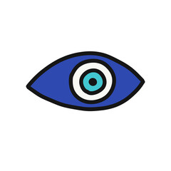 fatima eye doodle icon, vector color illustration