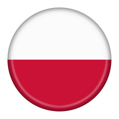 Poland flag button 3d illustration with clipping path
