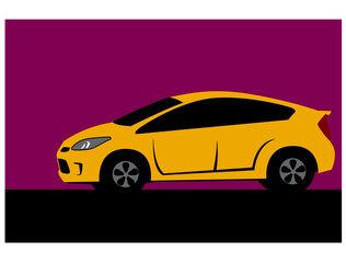 Drawing of a modern city car. Vector image for illustrations.