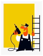 Handyman, craftsman. Any repair with your own hands. Vector image for illustrations.