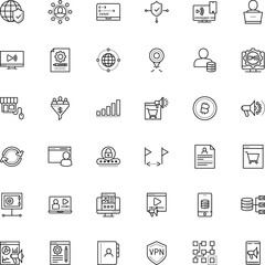 Obraz na płótnie Canvas internet vector icon set such as: drawn, engineer, route, ui, analytics, authentication, bitcoin, road, screen, basket, plugin, encryption, position, integration, play, protocol, plan, max, layout