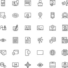 internet vector icon set such as: frame, graph, safe, development, interview, position, header, television, view, opportunity, protect, widescreen, recount, metal, rank, note, freelance, linked