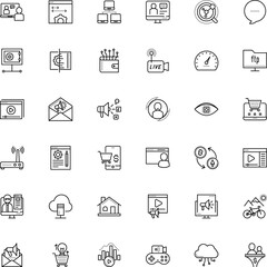 internet vector icon set such as: smart, live stream, network safe box, html, student, speedometer, circuit, state, base, antenna, member, mortgage, tree, clip, conversation, performance, scanning