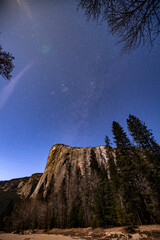 Milky Way of El Capitan with Long Exposure at Yosemite National Park