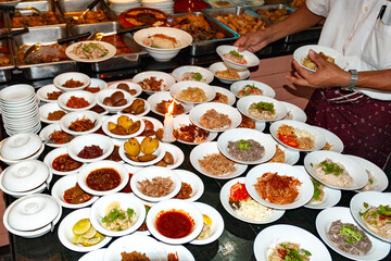 Lunch food at the restaurant in Myanmar