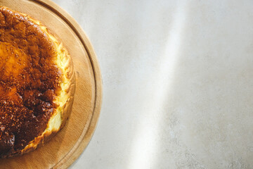 Homemade Cheesecake Delicious Dessert Minimal Design Top View Copy Space