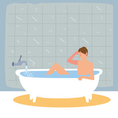 man taking bath in bathtub