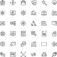 internet vector icon set such as: molecule, icons, base, cog, real, molecular, relations, friendship, share, stroke, affiliate marketing, groups, boutique, front, live stream, announce