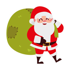 christmas santa claus with gifts bag cartoon character