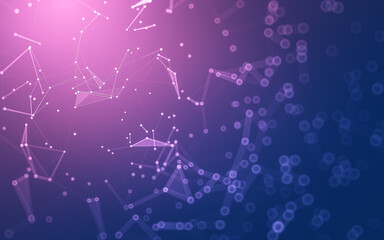 Abstract background. Molecules technology with polygonal shapes, connecting dots and lines. Connection structure. Big data visualization.