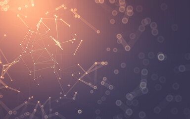 Abstract background. Molecules technology with polygonal shapes, connecting dots and lines....