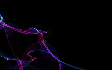 Dark abstract background with a glowing abstract waves