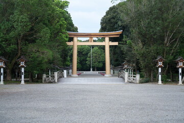 Nara,Japan-October 15, 2020: Torii gate of Kashiharajingu Shrine in Nara
