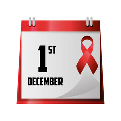 world aids day, calendar reminder with awareness ribbon