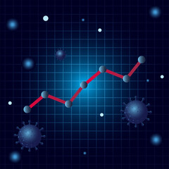 Covid 19 virus stats increase line gradient style icon vector design