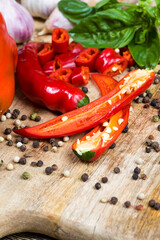 sliced for cooking fresh natural red pepper