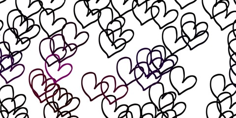 Light Pink, Red vector background with hearts.