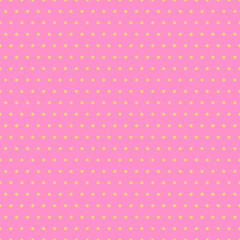 Yellow polka dot seamless pattern on pink background . Cute little circles vector pattern in cartoon style. Flat style.