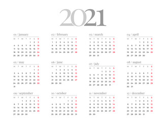 Elegant 2021 Calendar with Stylish Clean Typography Design