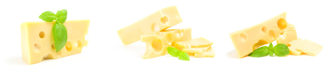 Collection of cheese isolated on a white background