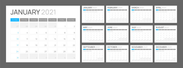 Clean 2021 Calendar Design