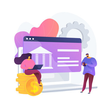 Open Banking Data Access. Financial Services, Mobile Payment App Development, API Technology. Web Developers Designing Banking Platforms. Vector Isolated Concept Metaphor Illustration