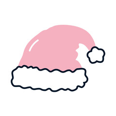 christmas hat icon, half line half color style