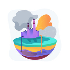 Groundwater pollution abstract concept vector illustration. Groundwater contamination, underground water pollution, chemical pollutant in soil, landfill, purification system abstract metaphor.