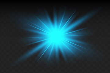 Blue glowing lights effects isolated on background. Glow light effect.