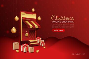 Online shopping promotion special christmas sale banner on mobile or web