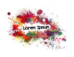 Multi color blots background. Grunge texture stroke line. Art ink dirty design. Border for artistic shape, paintbrush element. Frame for text. Mixed media. Vector illustration