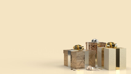 gift box luxury on gold background 3d rendering.