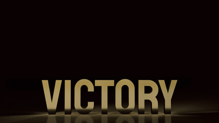 Obraz premium The victory text gold surface in black background 3d rendering.