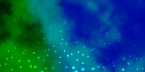 Dark Blue, Green vector texture with beautiful stars.