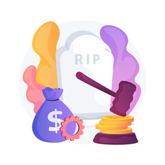Death grant abstract concept vector illustration. Bereavement grant benefit, government payment, death insurance, wife husband spouse died, evil intent, car accident, emergency abstract metaphor.